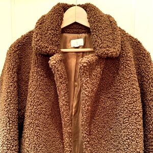 Brown Teddy Coat, oversized size S, like new
